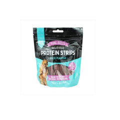 Delicious Protein Strips Duck Flavour, High Protein Dog Treats, Chewy Training Snacks, Easily Digestible in Resealable Pack