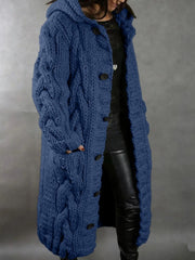 2026 New Women's Fashion Oversized Cardigan Sweater Coat, Casual Hooded Cardigan, Medium-Length Sweater Coat