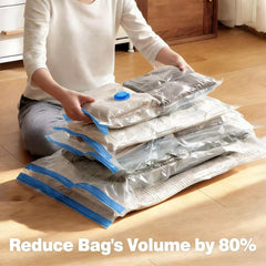 11pcs Vacuum Compression Storage Bags Set with Portable Hand Pump - Large + Medium + Small + Hand Pump - Suitable for Bedding, Clothes, Travel Essentials, Luggage Vacuum Seal Bags, Thickened Material, No Electricity Required