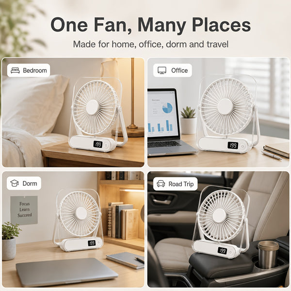 USB Desktop Fan And Air Cooler Portable Personal Cooling Fan, USB Powered, Lightweight Desk Fan for Home, Office, Dorm, Travel Quiet Mini Table Fan with Lithium Battery, It Has An Upgraded Motor for Stronger Airflow, Operates Quietly, for Road Trips