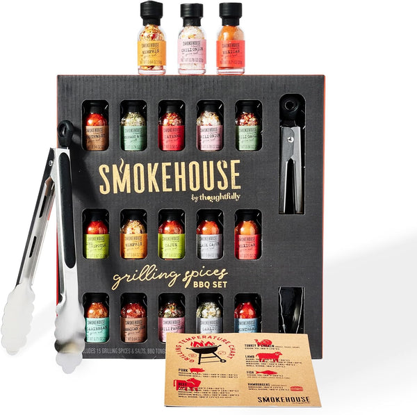 Smokehouse by Thoughtfully, Gourmet Ultimate Grilling Spice Set, Grill Seasonings and Rubs Gift Set, Flavors Include Chili Garlic, Italian Seasoning, Cayenne Spice Rub and More, Pack of 20