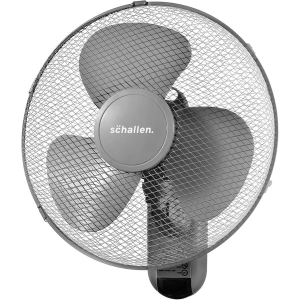 Schallen GREY 16 Inch Wall Mounted Fan with Remote Control, Oscillating Cooling Fan 40cm, 3 Speed Settings, Timer Function, Quiet Wall Fan for Bedroom, Office, Kitchen, Garage, Home Cooling Fan UK, Adjustable Tilt Air Circulator, Energy Efficient Wall Fan