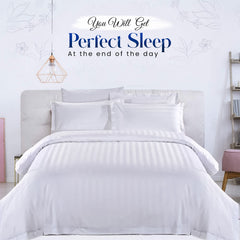 Luxurious Hotel Quality Egyptian Stripe Duvet/Quilt Cover Bedding Set with Pillowcases All Sizes Bedding Set - 3pcs Hypoallergenic Satin Stripes Microfiber Duvet Quilt Cover with Pillow Cases - Soft Comfortable, Durable Breathable & Anti-Wrinkle Duvet Cov