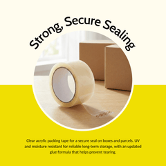 6 x Heavy-Duty Clear Packing Tape – Strong Adhesive Parcel Tape for Boxes, Shipping Tape, 48MM x 66M