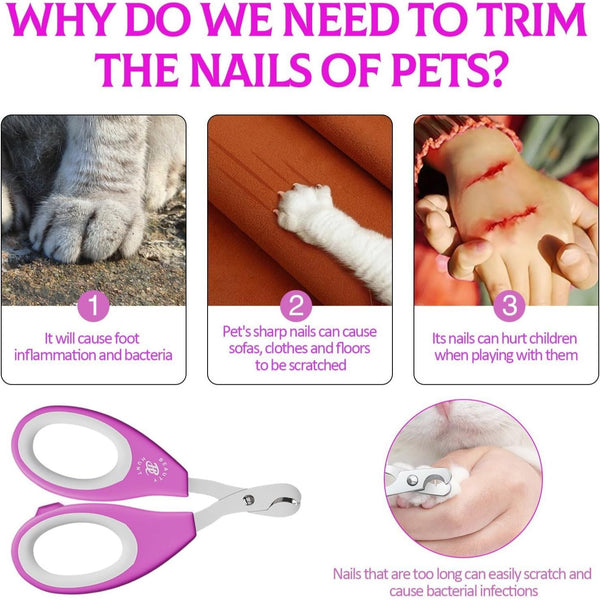 Professional-Grade Pet Nail Care Kit with Safe Nail Clippers & Files - Multiple Sizes for Cats & Dogs, Serrated & Smooth Trimming & Smoothing Tools, Durable Ergonomic Design for Home Grooming, Healthy Paws (Ideal for Small to Large Breeds), Dog Toenail Cl