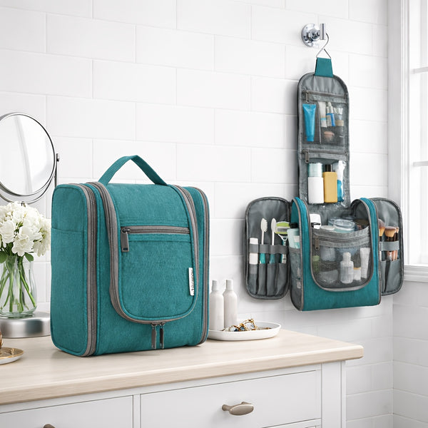Hanging Toiletry Bag Women Large Travel Makeup Bag Organizer Bag with A PVC Compartment for Essentials Accessories Cosmetics Roomy Toiletries Bag Gift Best Toiletry Bag for International Travel Christmas Gifts