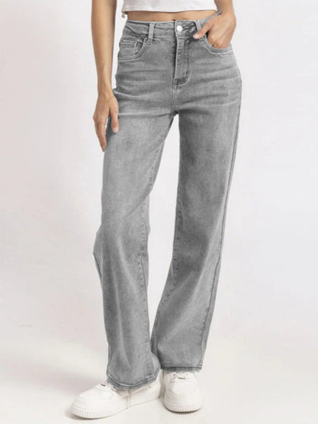 【Tall】KatchMe Women's Wide Leg Jeans - Mid Rise Relaxed Fit Denim Pants, Soft Stretch Comfortable Trousers for Fall & Winter, Streetwear Casual Bottoms