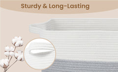 65L Large Storage Basket Blanket Baskets in Living Room, Nursery, Bedroom, Cotton Rope Baskets for Towels, Books, Toys, Dirty Clothes, Baby Storage Organiser, Grey, 65L
