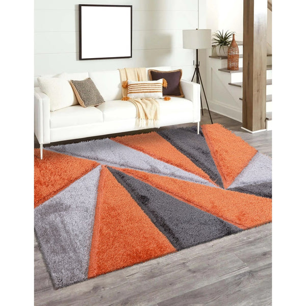 Luxury Soft Shaggy Area Rug – Modern Non-Shedding Geometric Triangles Design, High-Pile Plush Living Room Carpets, Large Thick Rug for Bedroom, Kitchen, Lounge & Home Décor – Contemporary Floor Rug & Mats