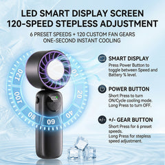 Portable Handheld Fan, 2-in-1 High-Speed Cooling Fan: Built-in Gel Ice Pack for summer, Perfect for Office, Travel & Outdoors