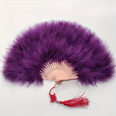1pc New Feather Folding Fans Hand Fan Dance Costume Wedding Party Fans for Women