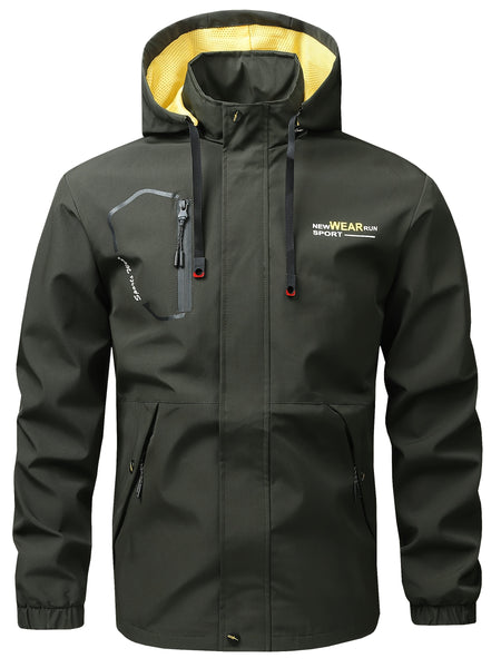 Men'S Outdoor Hooded Lightweight Jacket Sports Coat Inner Mesh Fabric