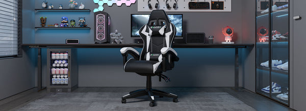 GartistGo Ergonomic Gaming Chair - Gamer Chairs with Lumbar Cushion + Headrest, Height-Adjustable Office & Computer Chair for Adults, Girls, Boys (Without footrest)