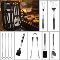 6 Piece BBQ Tool Set Stainless Steel Barbecue Tool Set with Carry Case for Grill, Camping, Outdoor Cooking