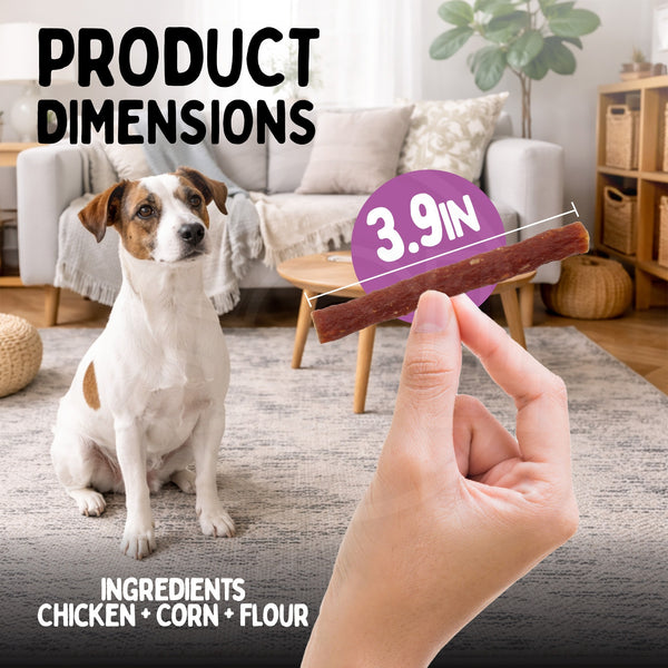 Pure Breed 600g Delicious Protein Strips Chicken Flavour (4x150g) | High Protein Chicken Dog Treats & Chews | 3.9 Inch Chewy Training Snacks for Dogs & Puppies | Resealable Pack, Easily Digestible Reward Treats