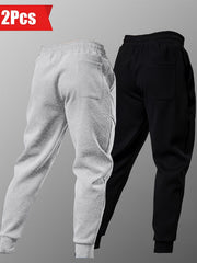 Two-Piece Set Autumn/Winter -Lined Thickened Men's Casual Sports Long Pants Outdoor Hiking Fitness Joggers American Training Basketball Sweatpants