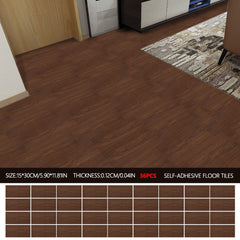 36pcs Self Adhesive Vinyl Flooring, 15X30cm Wood & & Stone Grain Effect Peel and Stick Floor Tiles, Waterproof Flooring Stickers for Home Office Bedroom Kitchen Living Room