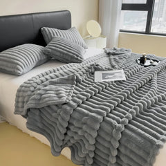 Luxurious Faux Rabbit Fur Throw Blanket - Ultra-Soft & Warm All-Season Luxury Blanket, Double-Sided Plush Fur for Couch, Bed, Travel, Office - Machine Washable, Elegant Home Decor Gift for Valentine'S Day, Housewarming, Birthday
