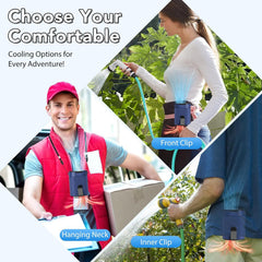 COZOME Portable Waist Fan with 4-Speed Settings, Dual Clip Design, Hands-Free Neck Hanging Fan for Outdoor Activities