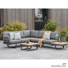 Bramblecrest Montpellier Modular Corner Sofa Patio Set with Teak Side & Coffee Tables