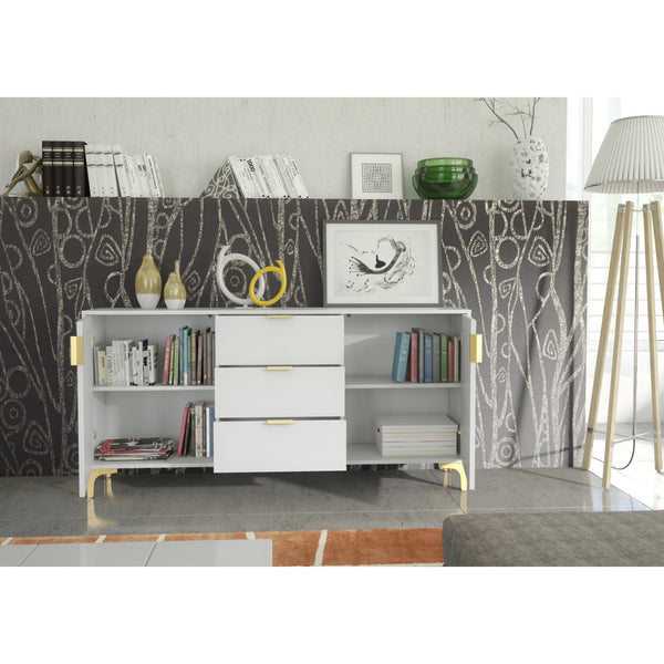 Tide Crest 140cm Modern Sideboard with Gold Accents and Storage