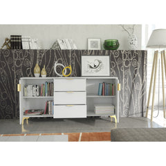 Tide Crest 140cm Modern Sideboard with Gold Accents and Storage