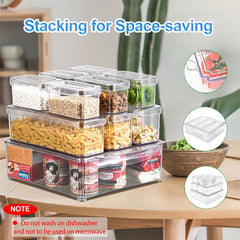 KUMD 10 Pack Fridge Organisers, Stackable Fridge Storage Containers with Lids, Bpa-Free, Clear Fruit Storage Container for Fridge Organiser, Keep Food, Fruit, Vegetables Fresh