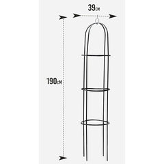 Steel Garden Obelisk Plant Support Trellis 1.9m | Black Weather-Resistant Metal Cylindrical Frame for Climbing Plants (Plant Not Included)