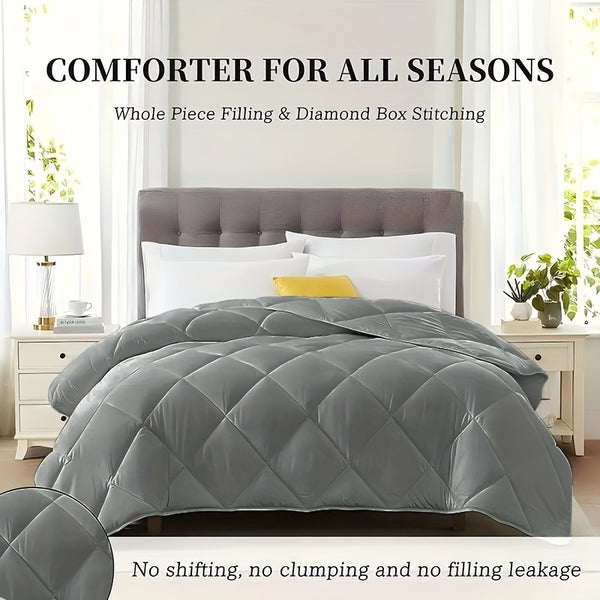 Tog 2.5 | 7.5 | 13.5 Grey All-Seasons Diamond Quilted Duvet Quilt Comforter | All-Seasons Breathable Lightweight Warm Bedding Comforte for Home Hotel