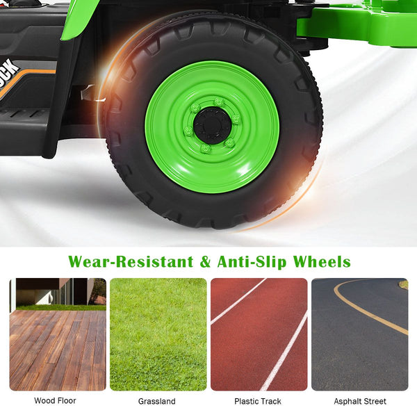 12V Kids Ride on Tractor with Trailer Music and LED Lights