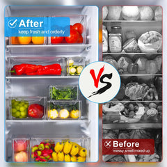 KUMD 10 Pack Fridge Organisers, Stackable Fridge Storage Containers with Lids, Bpa-Free, Clear Fruit Storage Container for Fridge Organiser, Keep Food, Fruit, Vegetables Fresh