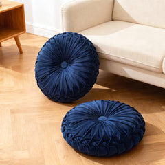 2/4pcs 3D Pumpkin Round Velvet Pleated Pillow Throw Soft Bolster Decorative Elegant Button Detail Textured Decor Waist Support Bolster Couch Sofa Chair Cushion Tatami deal for Bay Window, Floor Bedroom Living Room Lounge