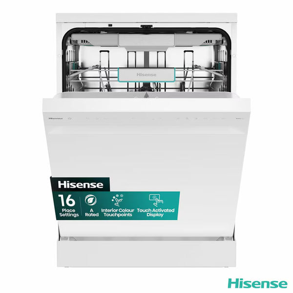 Hisense HS673A90WUK, 16 Place Settings Dishwasher, a Rated in White