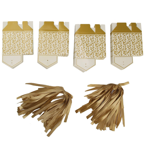100Pcs Gold Christmas Treat Boxes with Ribbons - Perfect for Holiday Favors, Candy, Gifts, and Party Decorations
