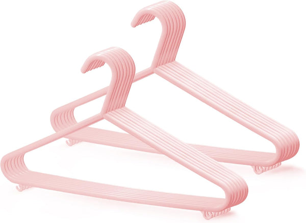 KEPLIN Adult Plastic Coat Hangers - 25Pk, Black Colour, Strong Clothes Hangers for Clothes Rail & Closet, Clothing Hanger with Suit Pants Trouser Bar and Clips, Space Saving, 37.5 Cm Wide