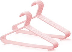 KEPLIN Adult Plastic Coat Hangers - 25Pk, Black Colour, Strong Clothes Hangers for Clothes Rail & Closet, Clothing Hanger with Suit Pants Trouser Bar and Clips, Space Saving, 37.5 Cm Wide