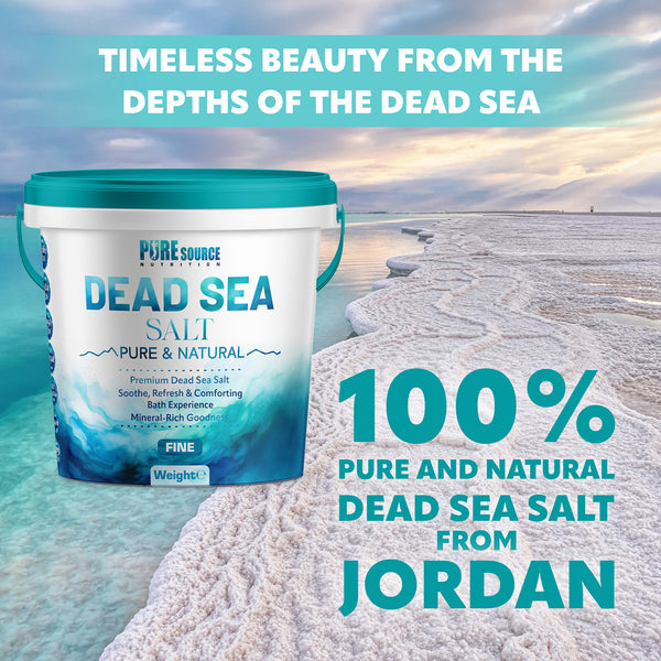 PSN Dead Sea Salt Fine in Bucket – Pure Natural Mineral-Rich Bath Salt for Relaxation, Foot Soaks, Stress Relief & Muscle Recovery – Premium Spa-Grade Salt