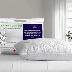 Adam Home Pillows 2 Pack Hotel Quality with Quilted Cover Hypoallergenic & Dust Mite Resistant Filling – Ideal for Stomach, Back and Side Sleepers down Alternative Hotel Pillows