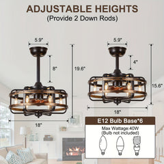 45.72cm Enclosed Bladeless Flush Mount Ceiling Fan With Light | Farmhouse Quiet Ceiling Fan Light With Remote Control, Reversible Quiet Dc Motor, Suitable For Bedroom, Living Room, Farmhouse, Kitchen