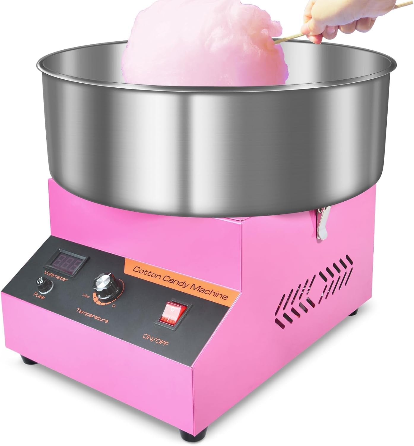 Candy Floss Machine, 1000W Cotton Candy Machine Commercial with Stainless Steel Bowl, Sugar Scoop, Pink Candy Floss Makers for Kids, Home, Birthday, Parties, Festival, Carnival, Candy Machine for Girl