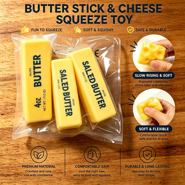 2pcs Viral Butter Squishies, Pop Fidget Toys, Novelty Fun Squeeze Toys, Hand Sensory Slow Rebound Toys, with Subtle Butter Scent, Perfect Birthday & Holiday Surprise Gifts, Random Styles