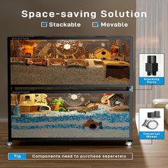 BUCATSTATE Hamster Cage 3.0: 100/120cm(Only 120cm Free 20L Paper Bedding) Spacious Stackable Metal Cage for Dwarf And Syrian Hamsters, Gerbils, And Mice Easy Top Access And Quick Assembly, Hamster Accessories