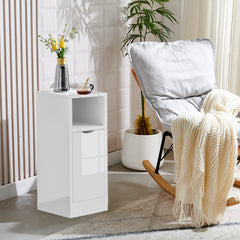 Slim Bedside Table, High Gloss Narrow Nightstand, Small Bedside Cabinet with Storage Space Saving for Bedroom Storage Unit, Living Room Small Sofa Side End Table