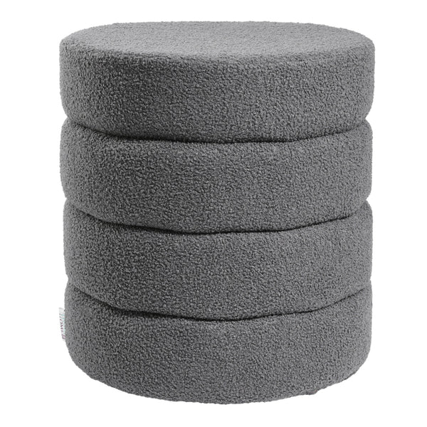 Round Pouffe Stool Liviing Room Bedroom Footstool Teddy Fleece Dressing Table Stool Hallway Shoe Stool