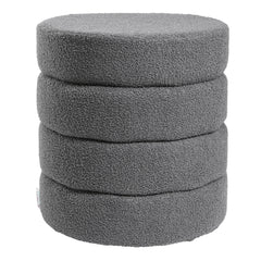 Round Pouffe Stool Liviing Room Bedroom Footstool Teddy Fleece Dressing Table Stool Hallway Shoe Stool