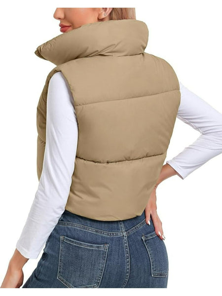 Women's Fashion High Neck Cropped Waistcoat
