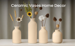 Set of 3 Small Ceramic Vases for Home Decor Table Centrepieces Rustic Farmhouse Style, Mini Decorative Vases (White)