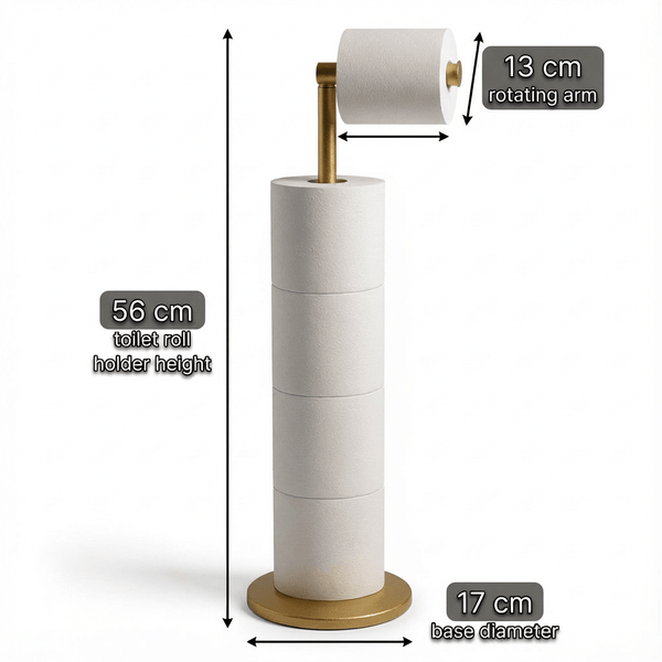 ZISH Toilet Roll Holder Free Standing - Stainless Steel Bathroom Toilet Paper Organizer and Dispenser - No Drill Toilet Roll Stand Freestanding - Up to 5 Toilet Roll Storage