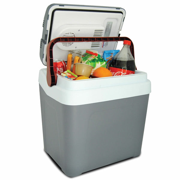 Koolatron 12V Electric Cooler 24L, Cool/Warm Box with Adjustable Strap in Grey