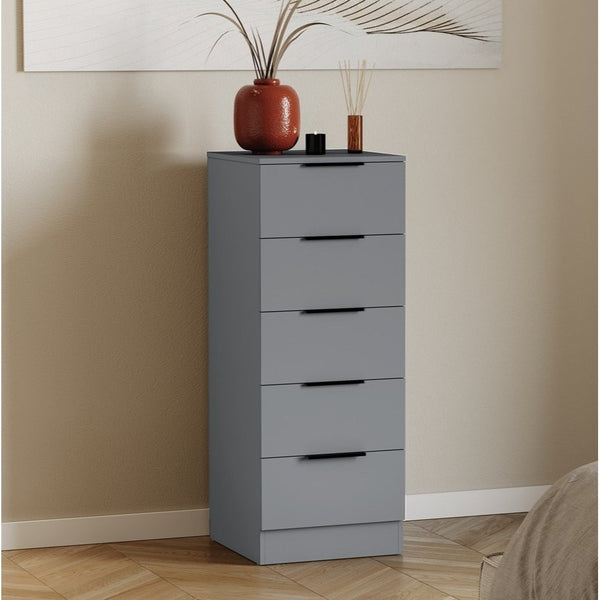 Modern 5 Drawer Narrow Chest of Drawers Dresser Space Saving Storage Organizer Bedroom Furniture
